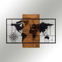 Wallity World Map With Compass Negro y Nogal
